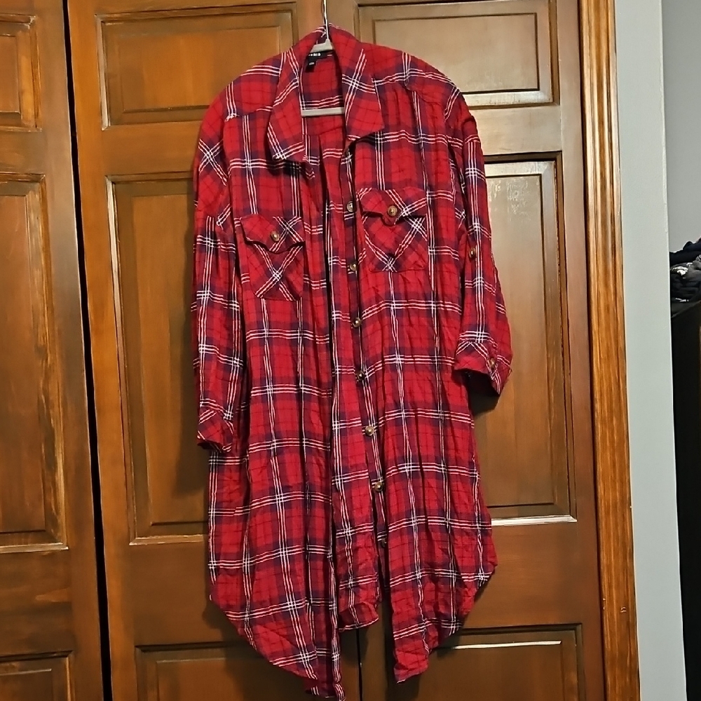 Torrid Long Plaid Button Down - image 1